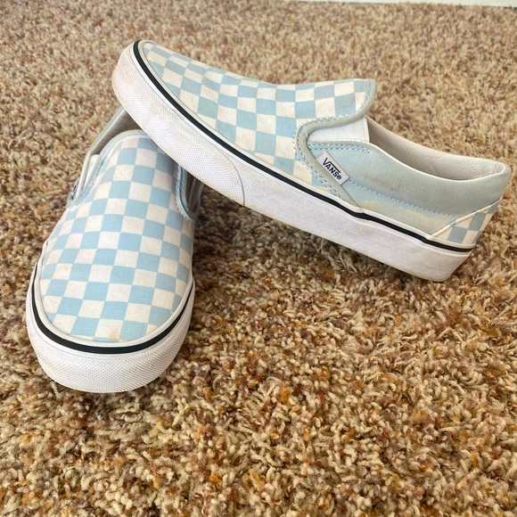 Vans Shoes - Checkered Blue Slip On Vans